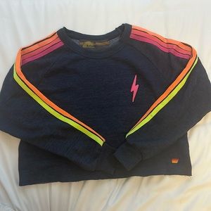 Aviator Nation woman’s bolt cropped sweatshirt neon